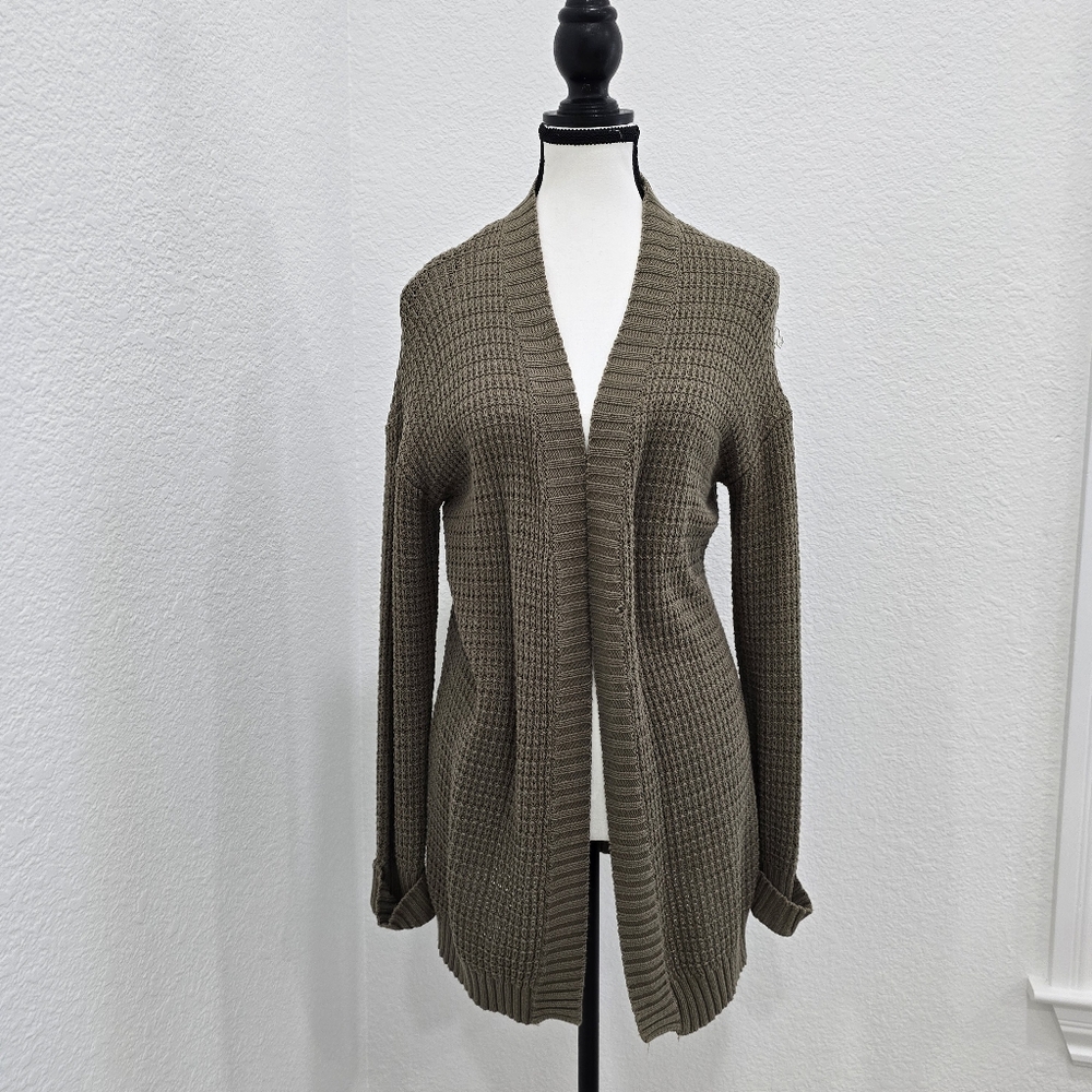 Forever 21 Green Knitted Cardigan Size Small Long Sleeve